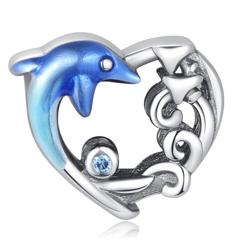 Spray Dolphin Charm 925 sterling silver