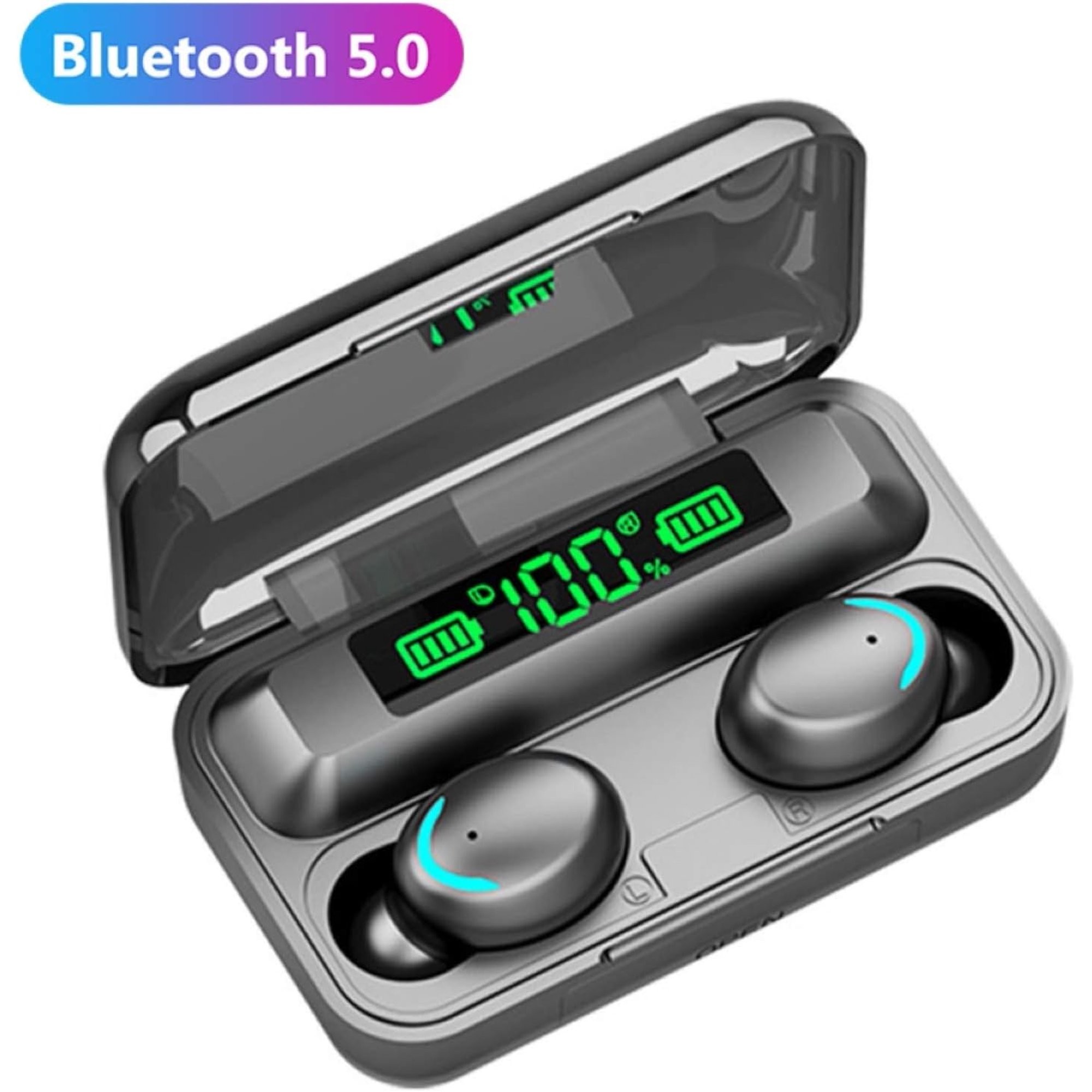 F9-5C Four-bar Breathing Light + Digital Display Noise Reduction Bluetooth Earphone