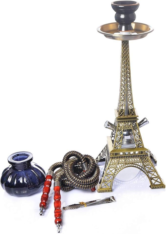 Eiffel Tower Shisha Hookah Shisha Large Size Smoking Tobacco Water Pipe with 2 Hose Shisha Pot