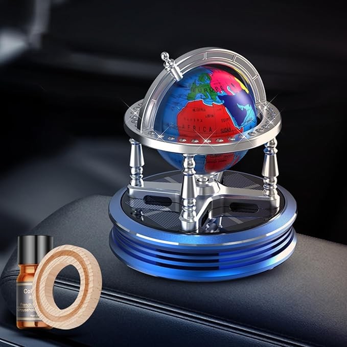 Solar Car Globe Aromatherapy Rotating Perfume Decor Air Purifier Air Freshener Release Odor Eliminator Car Interior Accessories