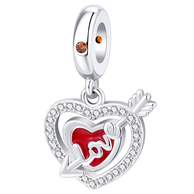 Heart pierced by an arrow charm 925 sterling silver